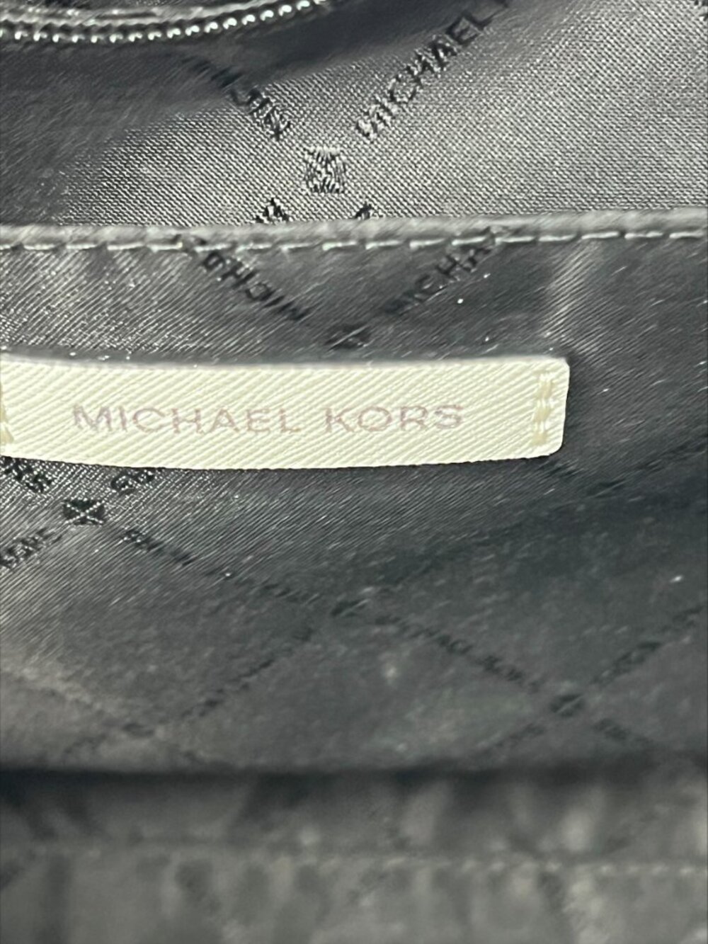 Michael Kors Black & White Perforated Leather Satchel Purse Silver Hardware - Picture 7 of 10